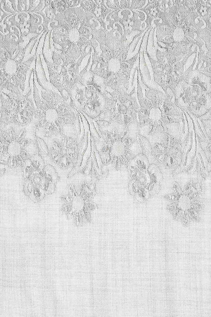 Grey lace floral applique wool wrap available only at Pernia's Pop Up Shop.
