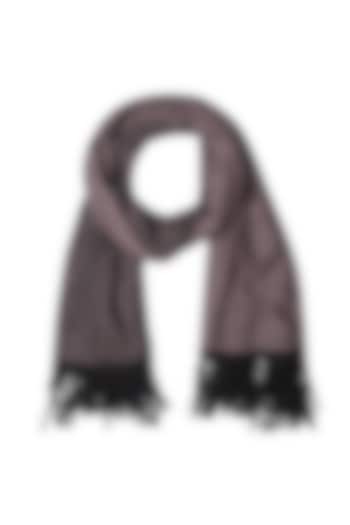 Rose and black fringes herringbone scarf by Soutache