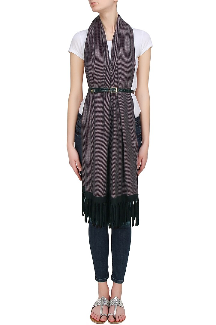 Rose and black fringes herringbone scarf available only at Pernia's Pop Up Shop.