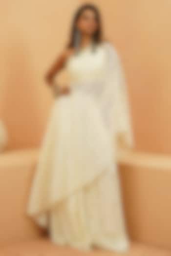 Ivory Silk Embroidered Pant Set by Sva By Sonam & Paras Modi at Pernia's Pop Up Shop