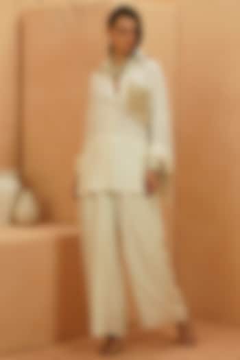 Ivory Silk Co-Ord Set by Sva By Sonam & Paras Modi at Pernia's Pop Up Shop