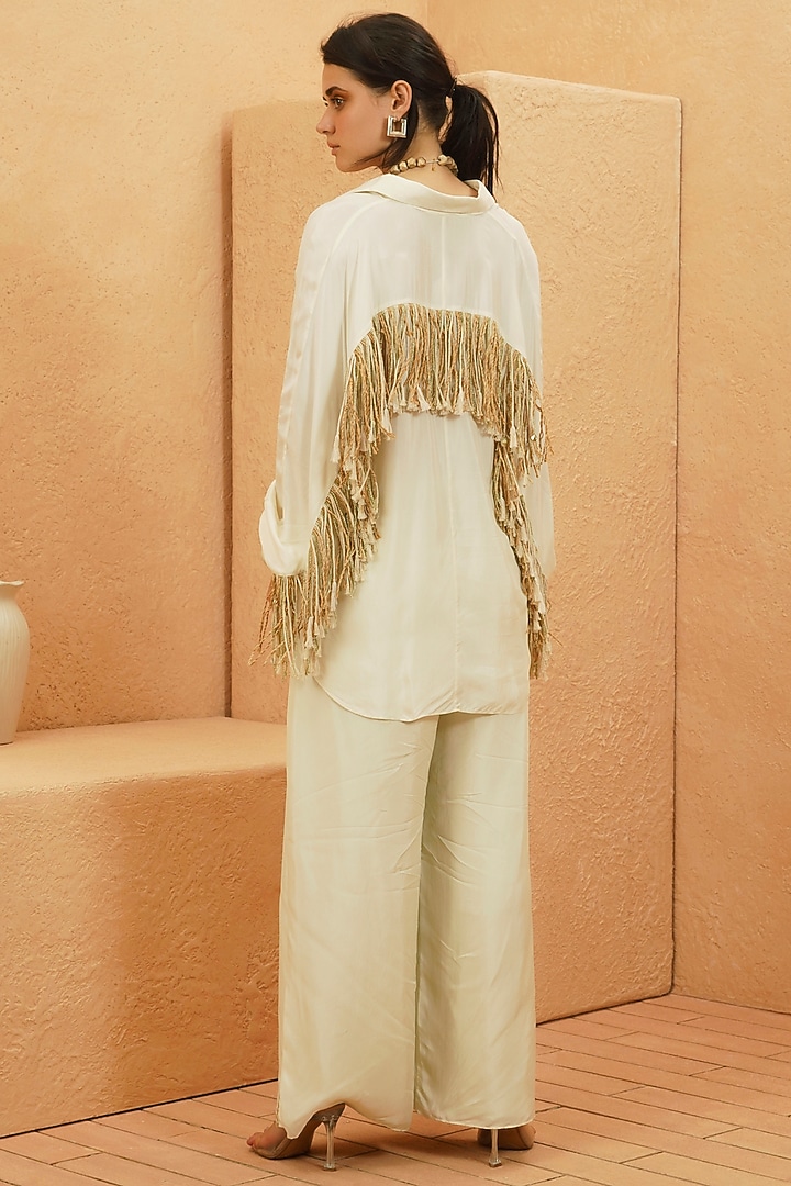 Ivory Silk Co-Ord Set by Sva By Sonam & Paras Modi at Pernia's Pop Up Shop