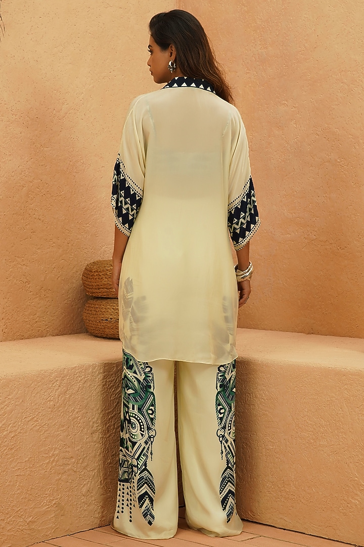 Ivory Crepe Printed Tunic Set by Sva By Sonam & Paras Modi at Pernia's Pop Up Shop