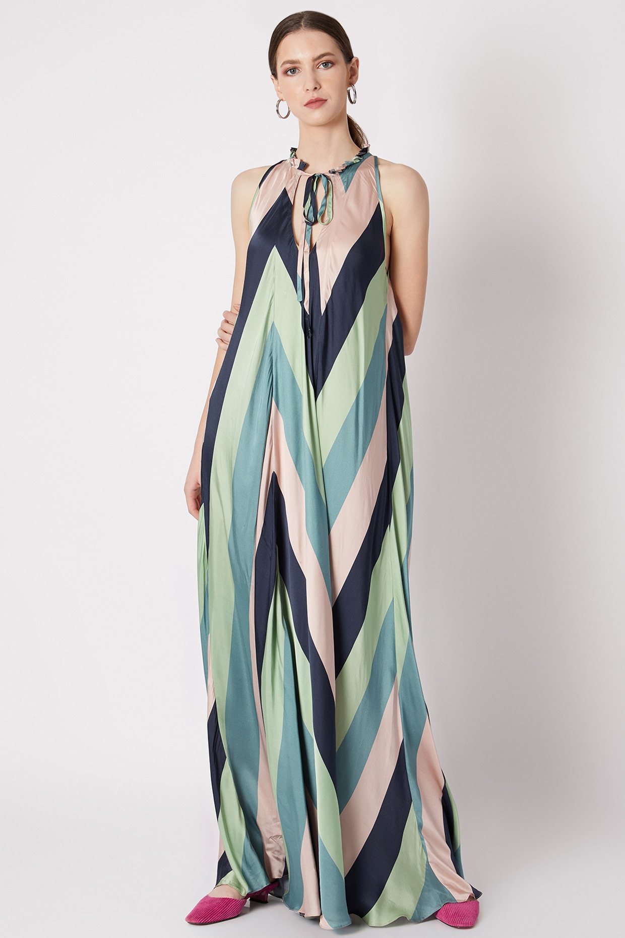 chevron print maxi dress