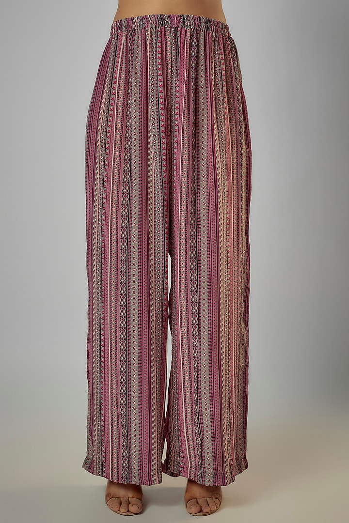 Merlot Crepe Striped Printed Tunic Set by SVA BY SONAM & PARAS MODI at Pernia's Pop Up Shop