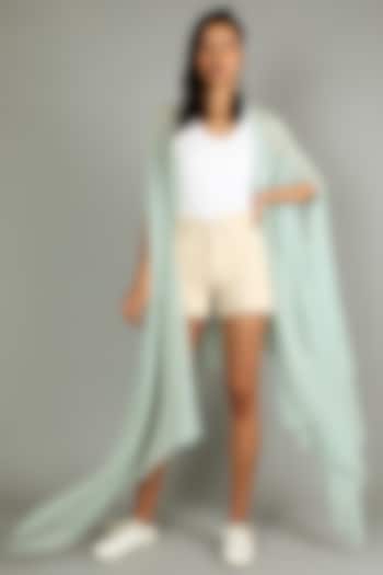 Sky Blue Geometric Printed Cape by SVA BY SONAM & PARAS MODI at Pernia's Pop Up Shop