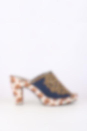 Blue Embroidered & Printed Heels by Sva By Sonam & Paras Modi
