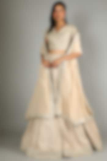 Beige & Golden Embellished Bridal Lehenga Set by Sva By Sonam & Paras Modi at Pernia's Pop Up Shop