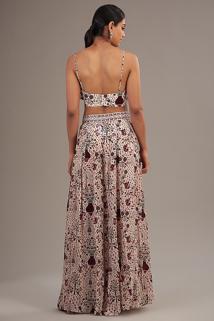 Merlot Crepe Jaal Printed Cape Set by SVA BY SONAM & PARAS MODI at Pernia's Pop Up Shop
