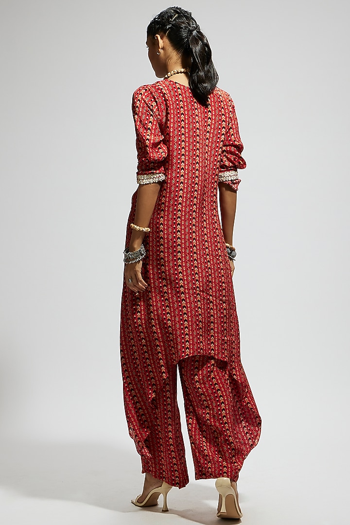 Orange Crepe Boho Printed Tunic Set by SVA BY SONAM & PARAS MODI at Pernia's Pop Up Shop