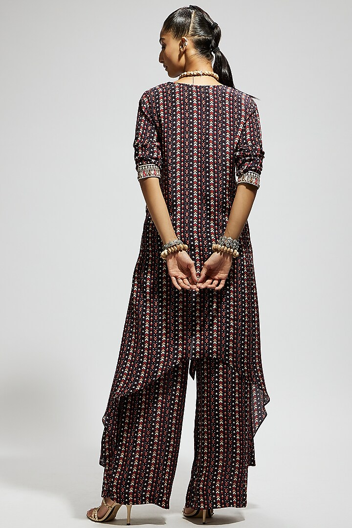 Blue Crepe Boho Printed Tunic Set by SVA BY SONAM & PARAS MODI at Pernia's Pop Up Shop