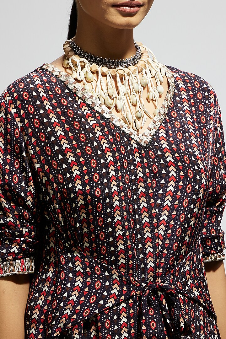 Blue Crepe Boho Printed Tunic Set by SVA BY SONAM & PARAS MODI at Pernia's Pop Up Shop