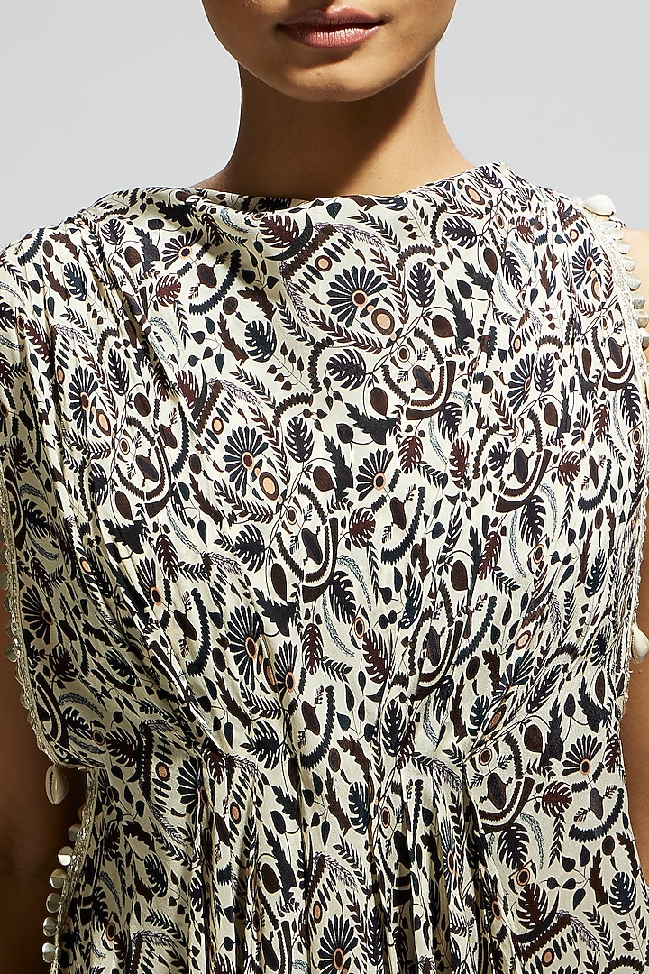 White Crepe Jaal Printed Pant Set by SVA BY SONAM & PARAS MODI at Pernia's Pop Up Shop