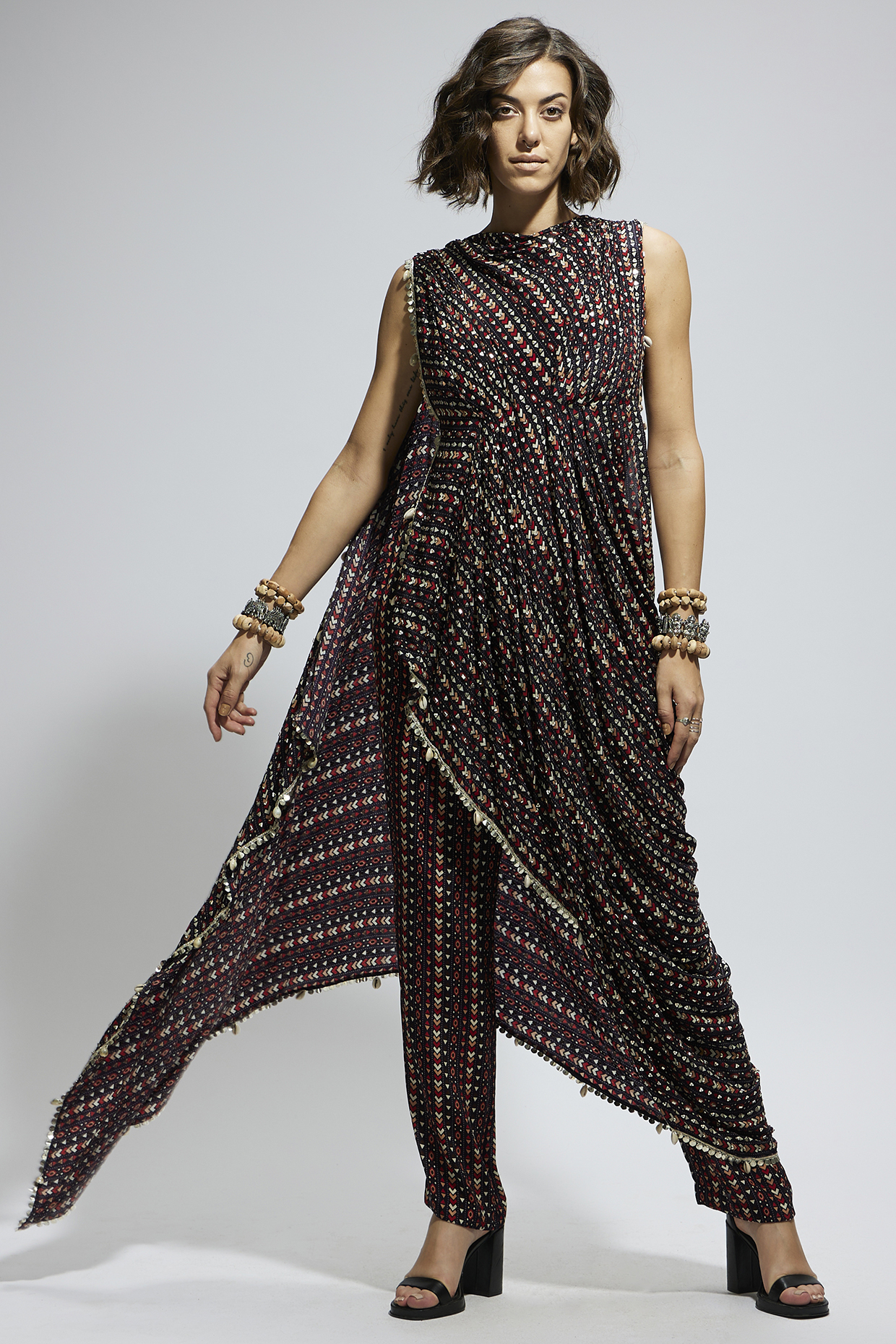 Blue Crepe Boho Printed Pant Set by SVA BY SONAM & PARAS MODI at Pernia's Pop Up Shop