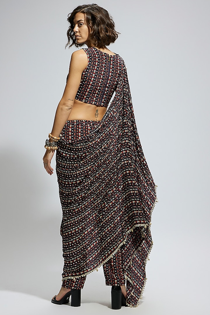 Blue Crepe Boho Printed Pant Set by SVA BY SONAM & PARAS MODI at Pernia's Pop Up Shop