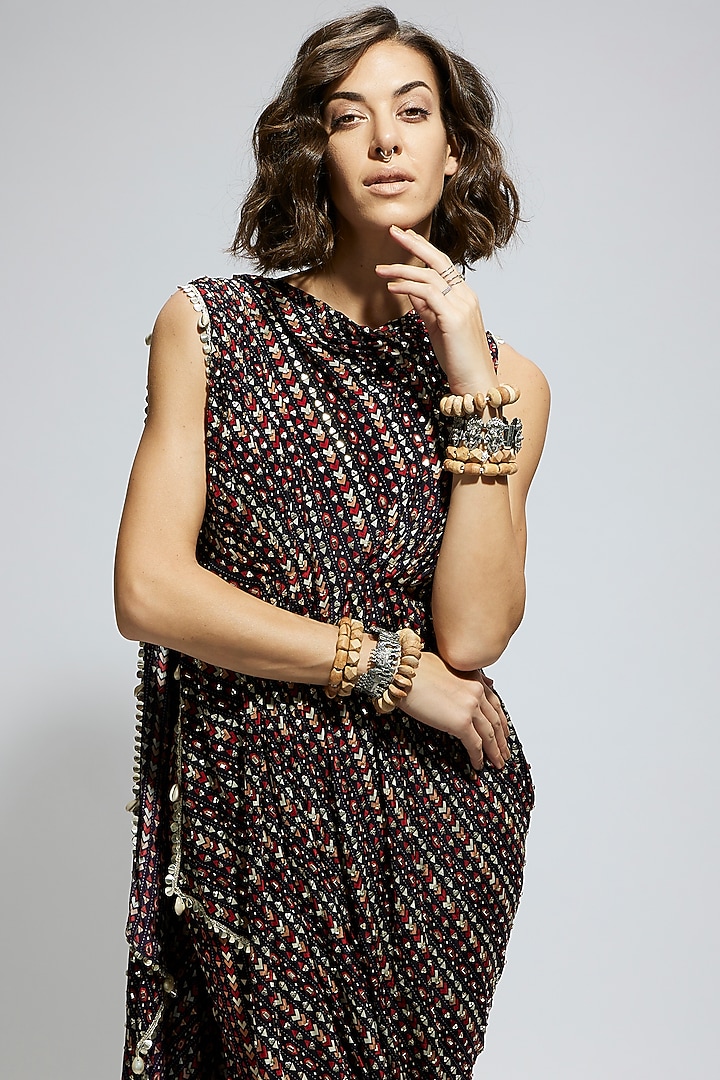 Blue Crepe Boho Printed Pant Set by SVA BY SONAM & PARAS MODI at Pernia's Pop Up Shop