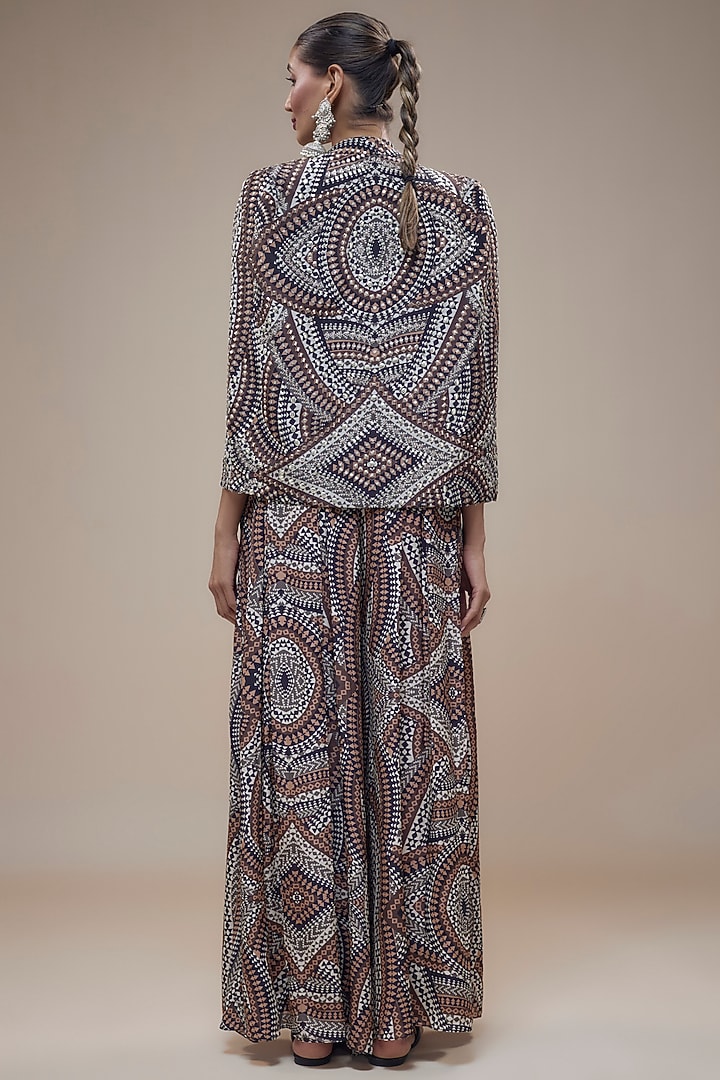 Brown Crepe Printed Cape Set by SVA BY SONAM & PARAS MODI at Pernia's Pop Up Shop