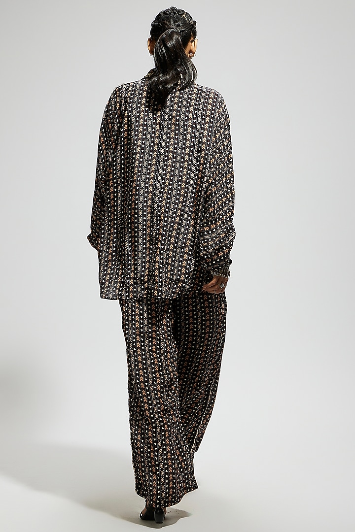 Black Crepe Boho Printed Co-Ord Set by SVA BY SONAM & PARAS MODI at Pernia's Pop Up Shop