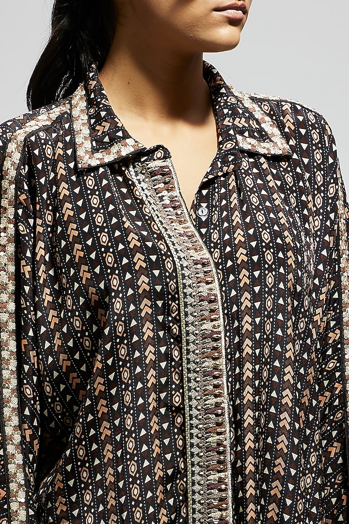 Black Crepe Boho Printed Co-Ord Set by SVA BY SONAM & PARAS MODI at Pernia's Pop Up Shop