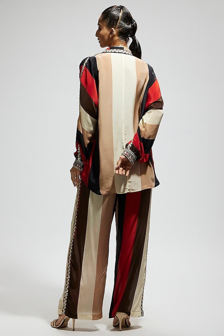 Multi-Colored Crepe Striped Co-Ord Set by SVA BY SONAM & PARAS MODI at Pernia's Pop Up Shop