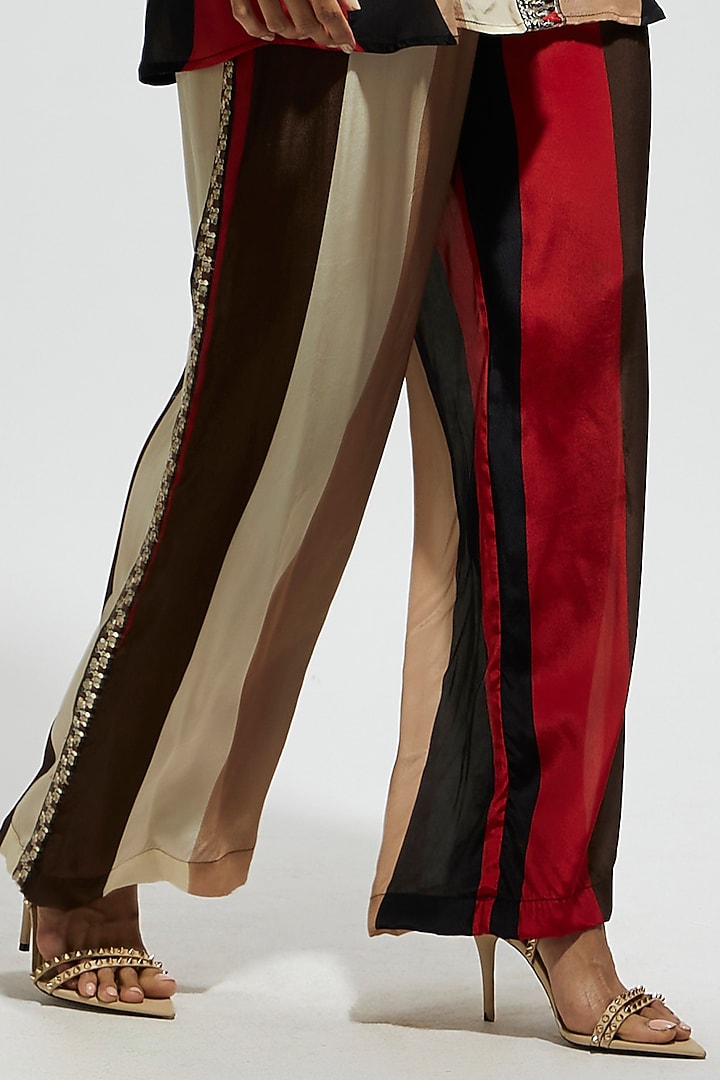 Multi-Colored Crepe Striped Co-Ord Set by SVA BY SONAM & PARAS MODI at Pernia's Pop Up Shop