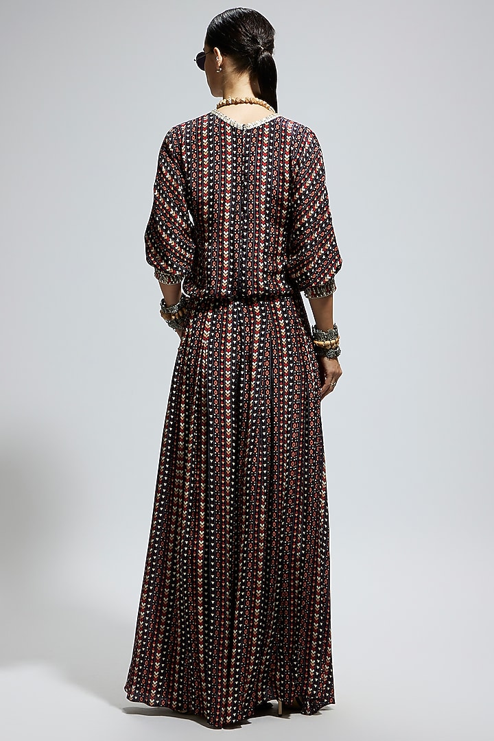 Blue Crepe Printed Jumpsuit by SVA BY SONAM & PARAS MODI at Pernia's Pop Up Shop