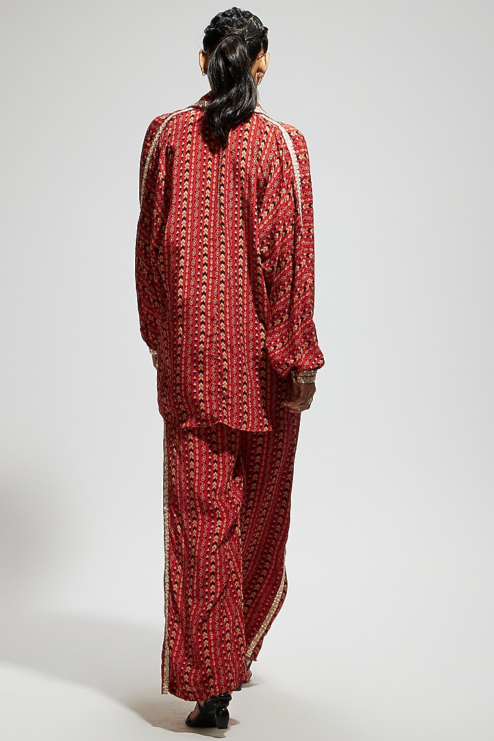 Orange Crepe Printed & Embellished Co-Ord Set by SVA BY SONAM & PARAS MODI at Pernia's Pop Up Shop