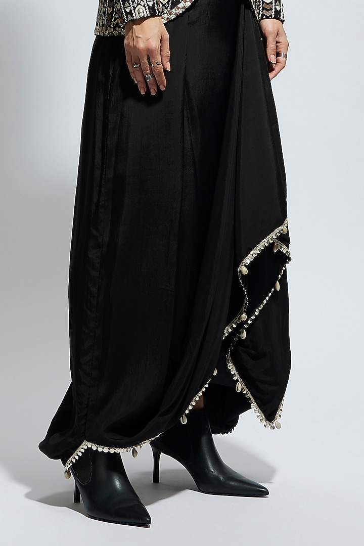 Black Silk Embellished Jacket Set by SVA BY SONAM & PARAS MODI at Pernia's Pop Up Shop