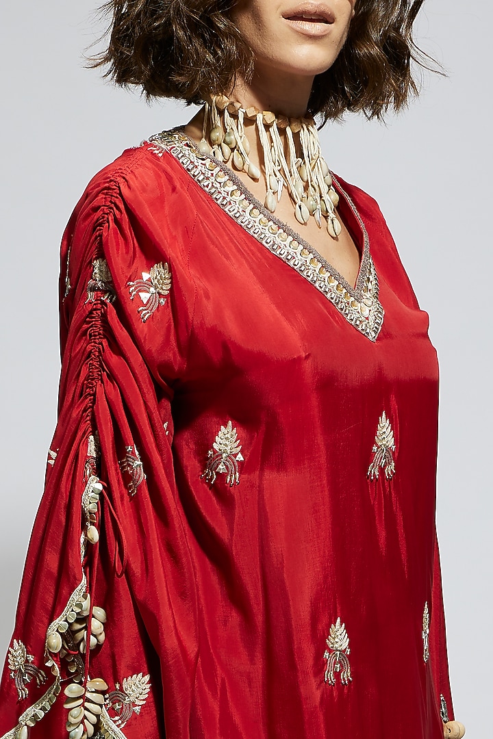 Orange Silk Draped Skirt Set by SVA BY SONAM & PARAS MODI at Pernia's Pop Up Shop