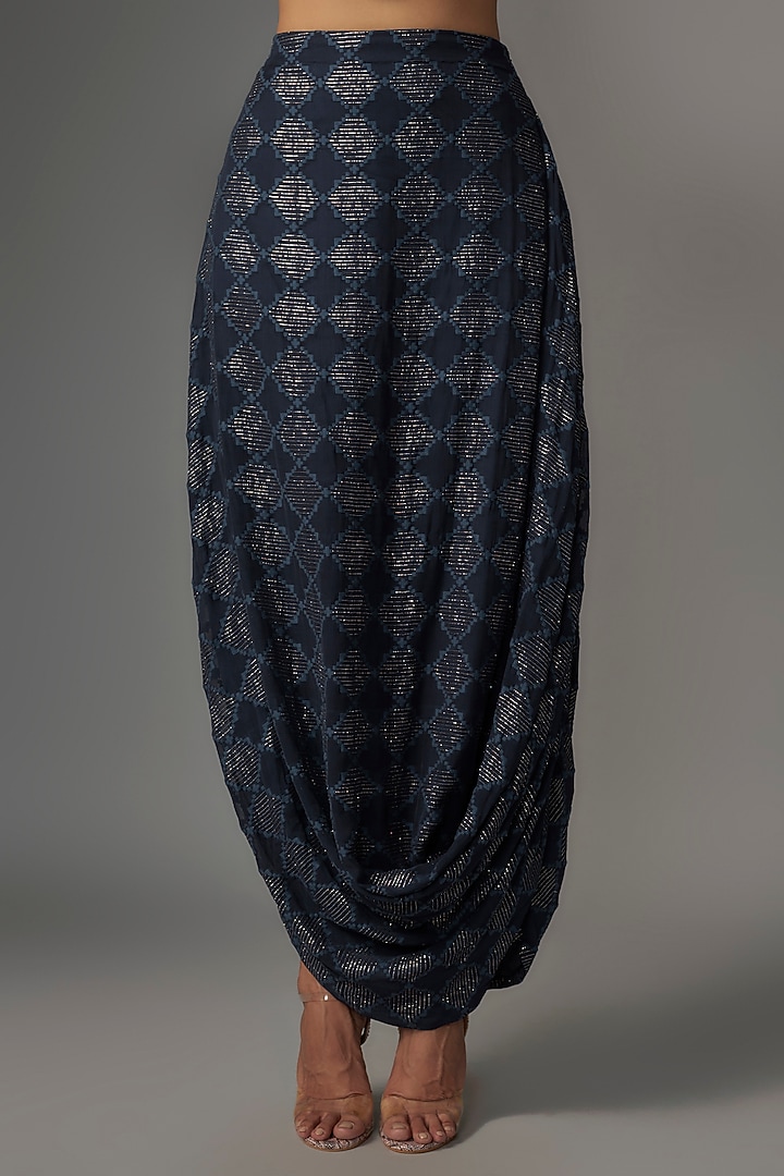 Blue Silk Embroidered Tunic Set by Sva By Sonam & Paras Modi at Pernia's Pop Up Shop