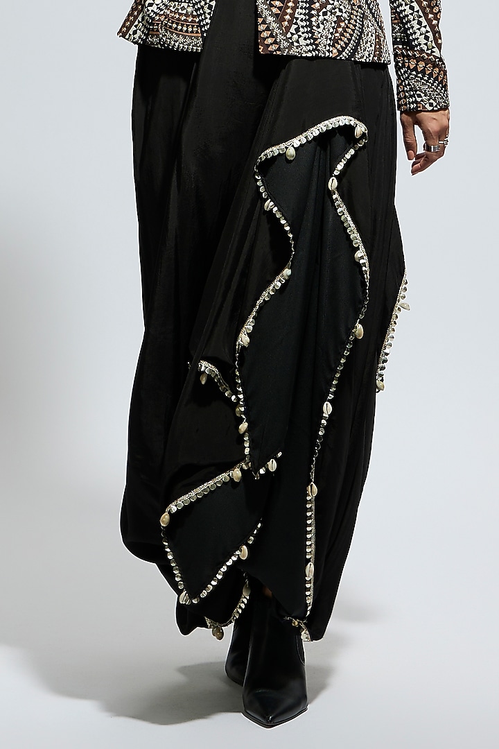 Black Crepe Embellished Jacket Set by SVA BY SONAM & PARAS MODI at Pernia's Pop Up Shop