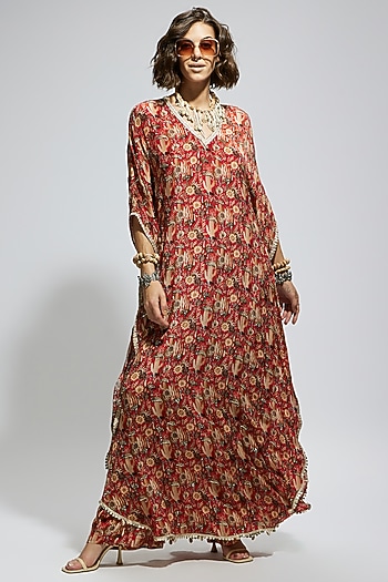 Orange Crepe Kurta Set by SVA BY SONAM & PARAS MODI at Pernia's Pop Up Shop