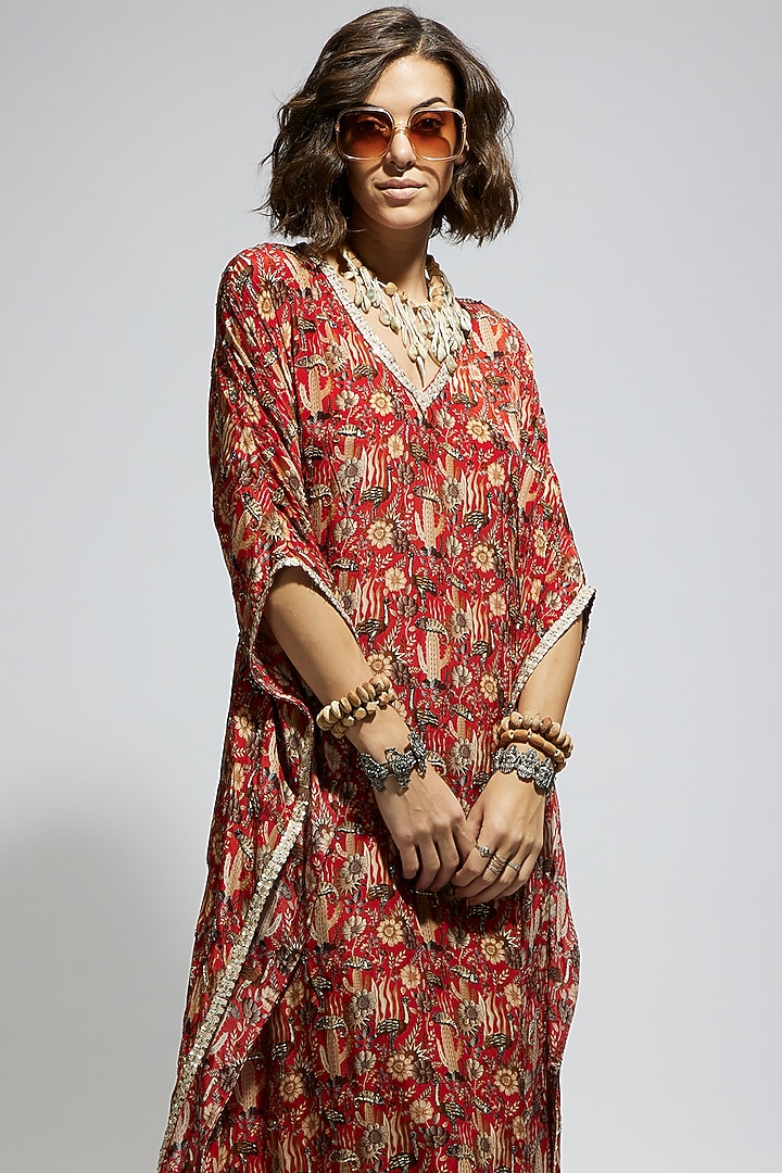 Orange Crepe Kurta Set by SVA BY SONAM & PARAS MODI at Pernia's Pop Up Shop