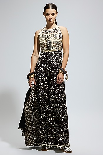 Black Crepe Jumpsuit by SVA BY SONAM & PARAS MODI at Pernia's Pop Up Shop