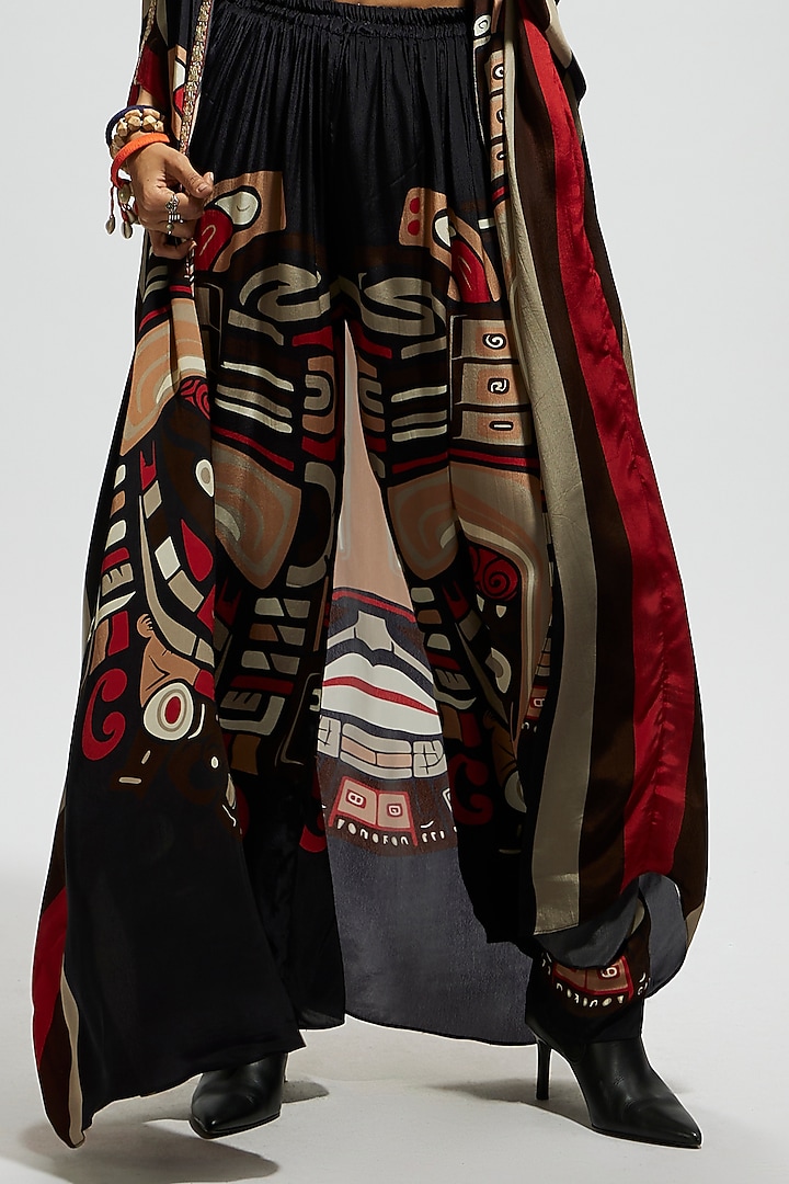 Black Crepe Front Open Kaftan Set by SVA BY SONAM & PARAS MODI at Pernia's Pop Up Shop