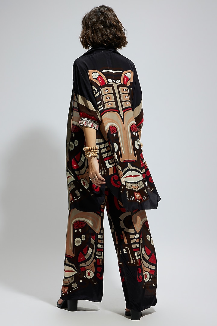 Blue Crepe Mask Printed Co-Ord Set by SVA BY SONAM & PARAS MODI at Pernia's Pop Up Shop
