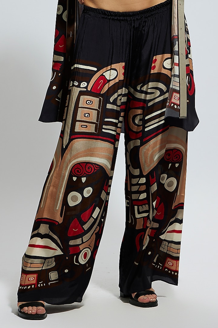 Blue Crepe Mask Printed Co-Ord Set by SVA BY SONAM & PARAS MODI at Pernia's Pop Up Shop