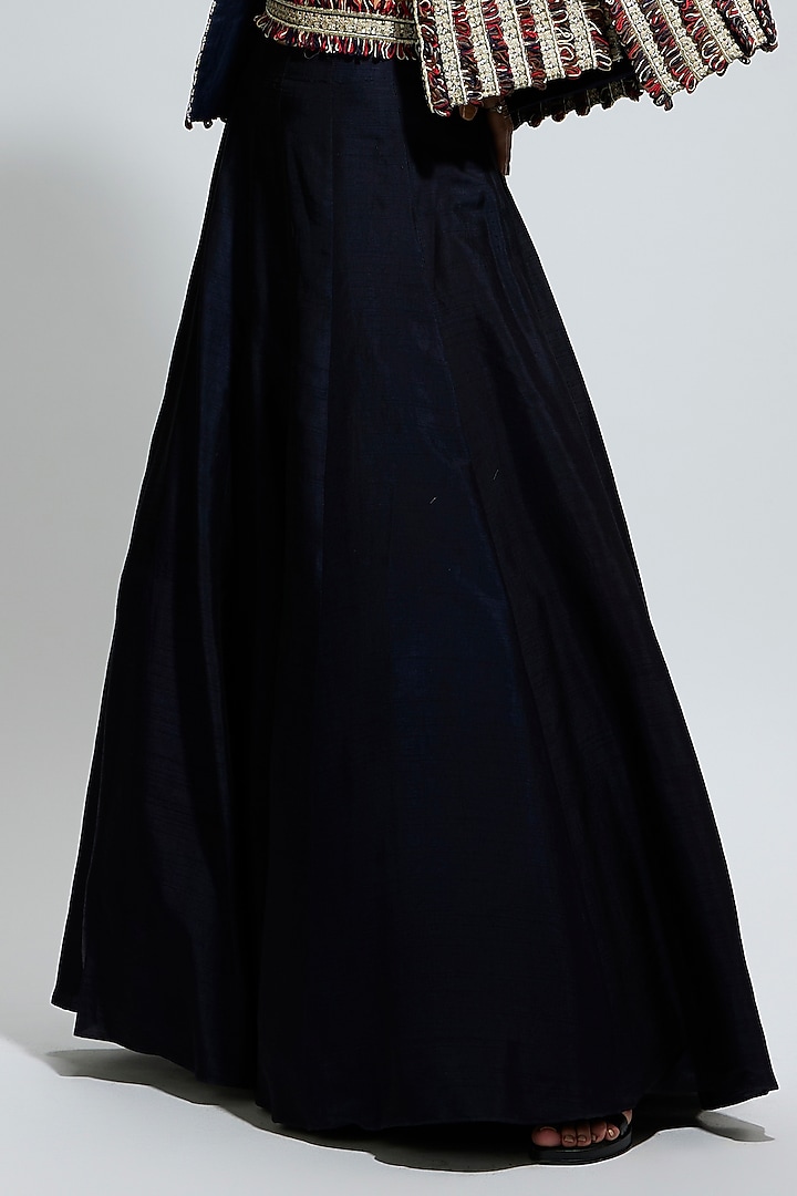 Black Silk Textured Jacket Wedding Lehenga Set by SVA BY SONAM & PARAS MODI at Pernia's Pop Up Shop