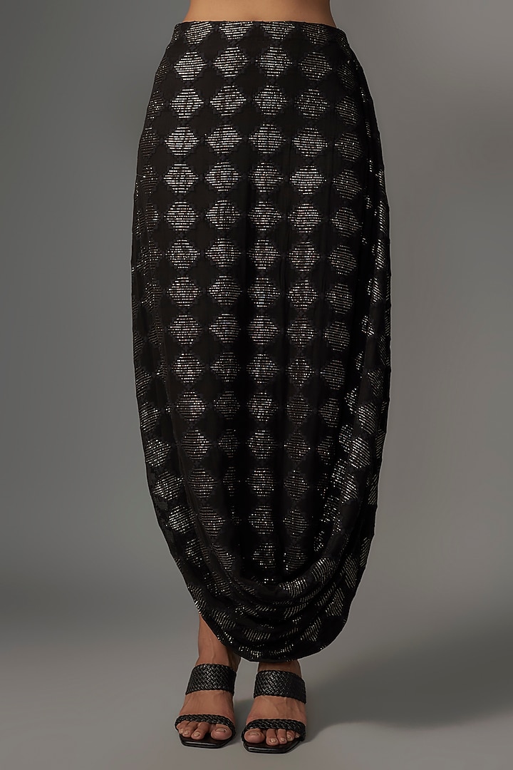 Black Silk Aztec Printed Tunic Set by Sva By Sonam & Paras Modi at Pernia's Pop Up Shop