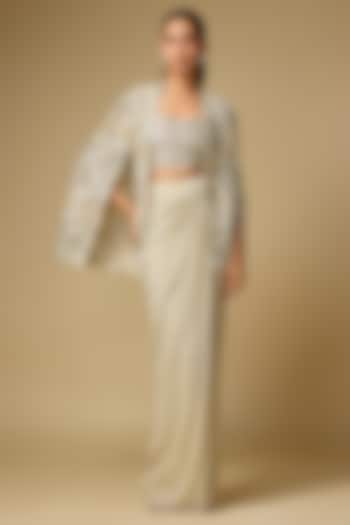 Gold Shimmer & Organza Skirt Set by Sva By Sonam & Paras Modi at Pernia's Pop Up Shop