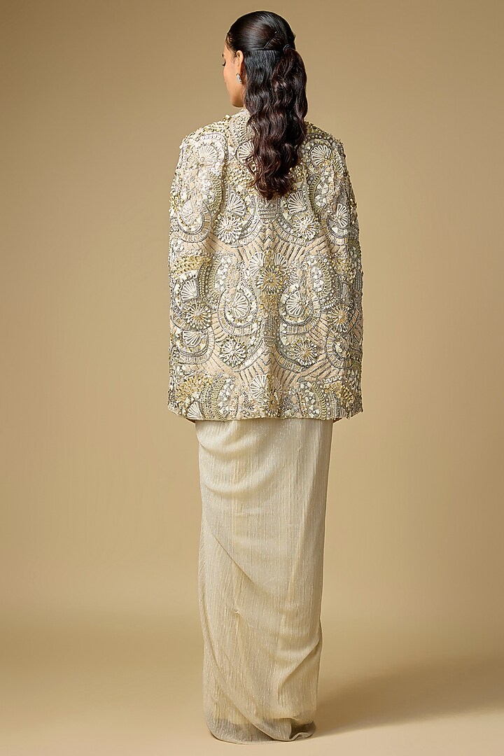 Gold Shimmer & Organza Skirt Set by Sva By Sonam & Paras Modi at Pernia's Pop Up Shop