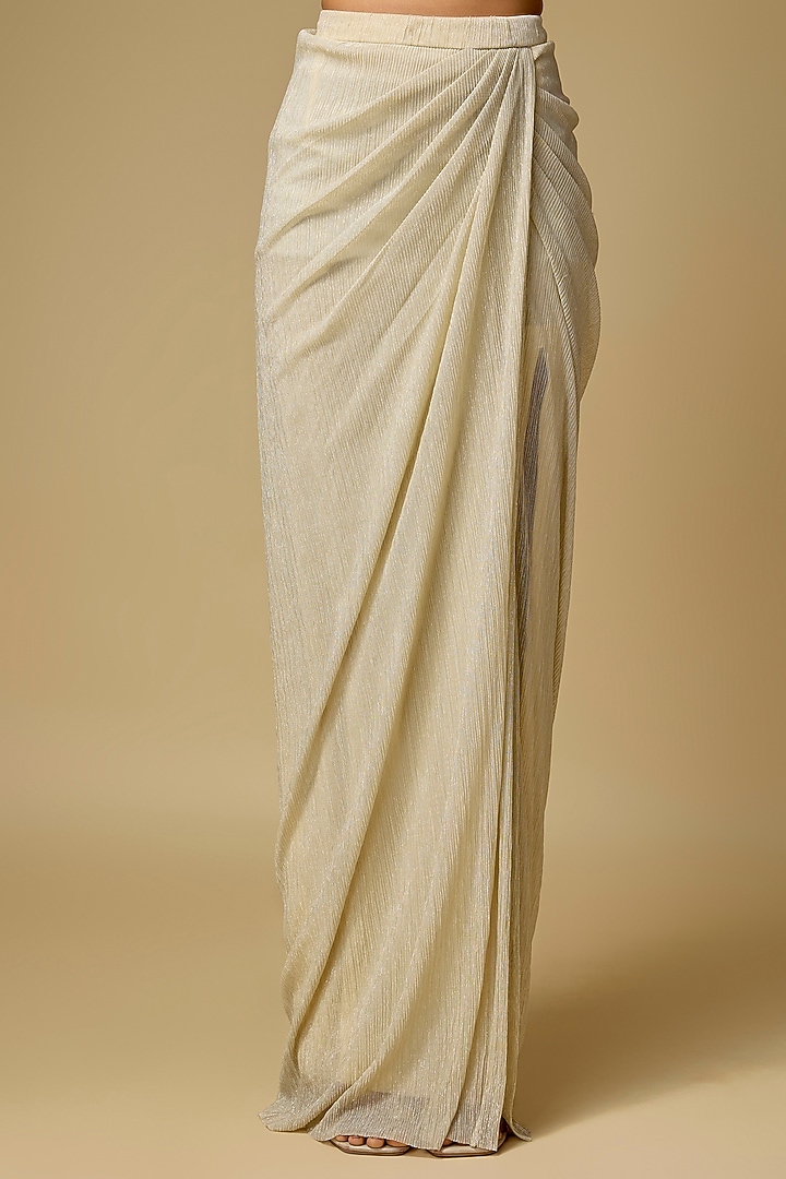 Gold Shimmer & Organza Skirt Set by Sva By Sonam & Paras Modi at Pernia's Pop Up Shop