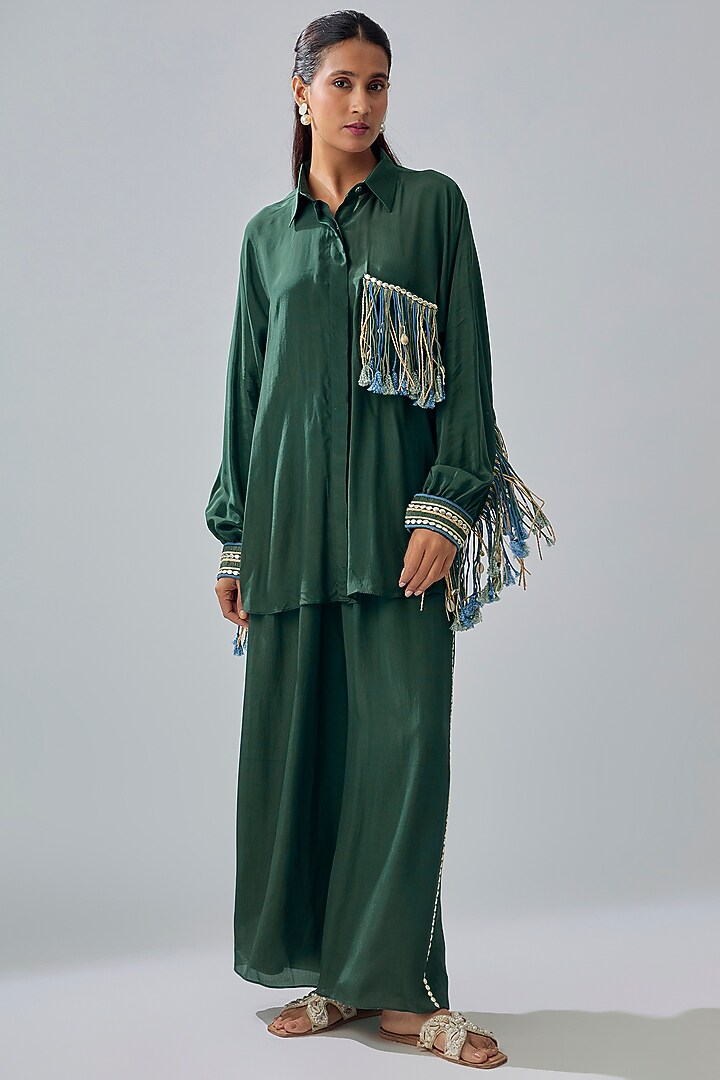 Emerald Crepe Co-Ord Set by SVA BY SONAM & PARAS MODI at Pernia's Pop Up Shop