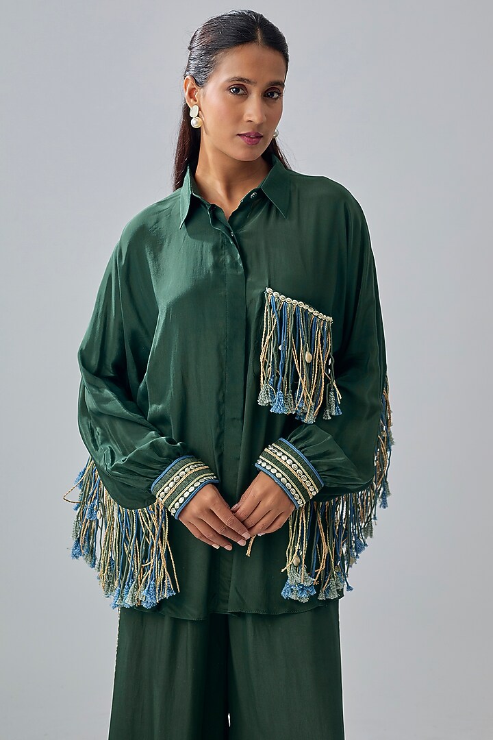 Emerald Crepe Co-Ord Set by SVA BY SONAM & PARAS MODI at Pernia's Pop Up Shop