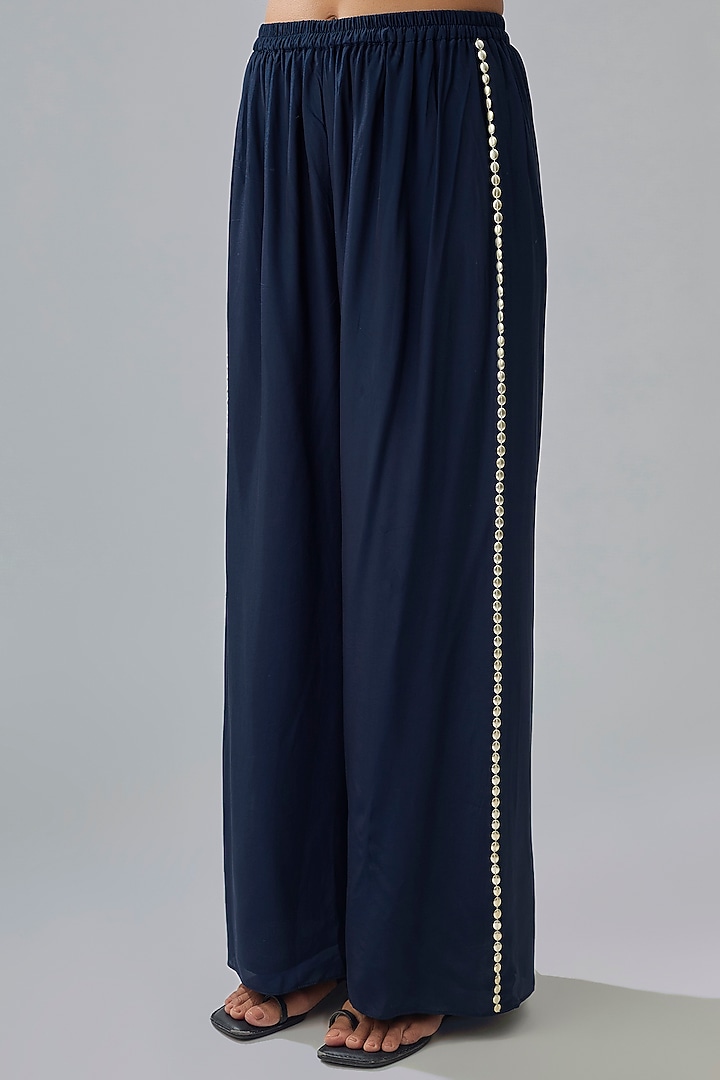 Midnight Blue Crepe Co-Ord Set by SVA BY SONAM & PARAS MODI at Pernia's Pop Up Shop