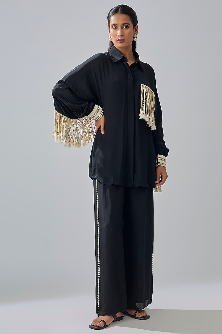 Black Crepe Co-Ord Set by SVA BY SONAM & PARAS MODI at Pernia's Pop Up Shop