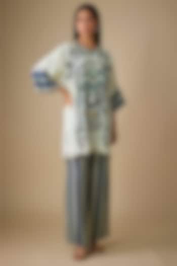 Ivory Crepe Embellished Tunic Set by SVA BY SONAM & PARAS MODI at Pernia's Pop Up Shop