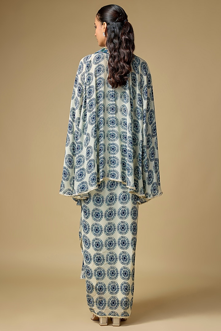 Midnight Blue Crepe Printed Skirt Set by Sva By Sonam & Paras Modi at Pernia's Pop Up Shop