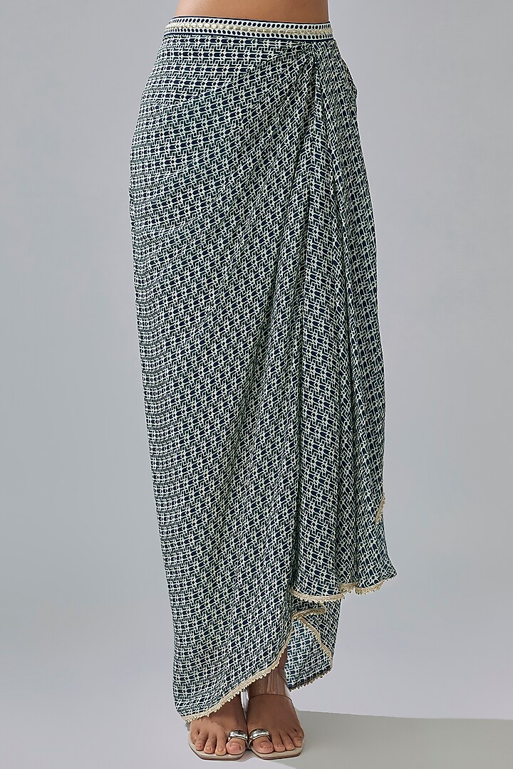 Blue Crepe Printed Cape Set by SVA BY SONAM & PARAS MODI at Pernia's Pop Up Shop