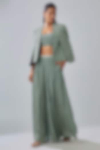 Blue Crepe Printed Cape Set by SVA BY SONAM & PARAS MODI at Pernia's Pop Up Shop